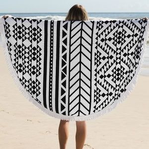 TURKISH ROUND BEACH TOWEL - MAYAN RUINS PRINT